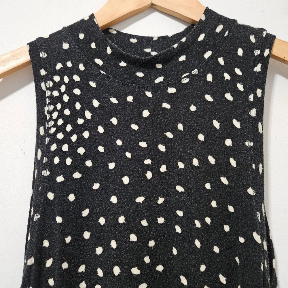 Maeve Anthropologie Black White Polka Dot Mock Neck Handkerchief‎ Hem Dress S
